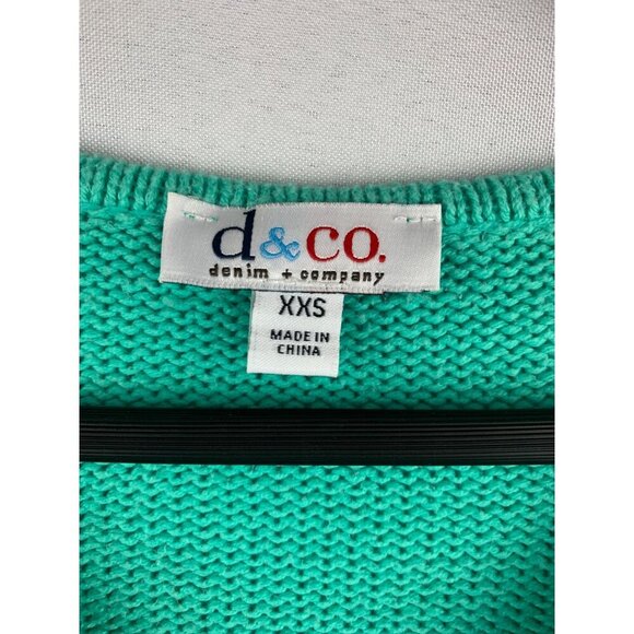 D&Co. Womens XXS Seafoam Knit Sweater Dress  60% Cotton & 40% Acrylic  V-Neck Lo - Picture 4 of 5